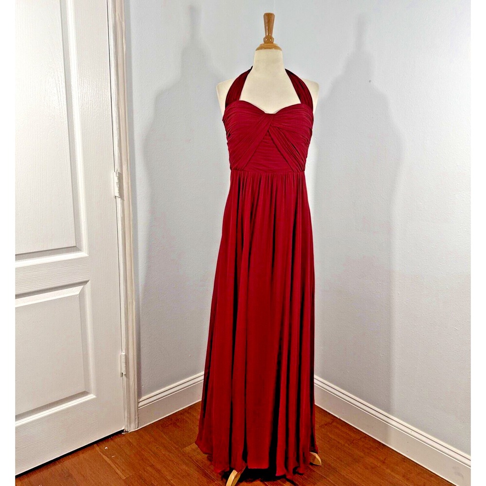 Jenny Yoo Convertible Dress 6 Burgundy Chiffon Bridesmaid Formal Gown Prom